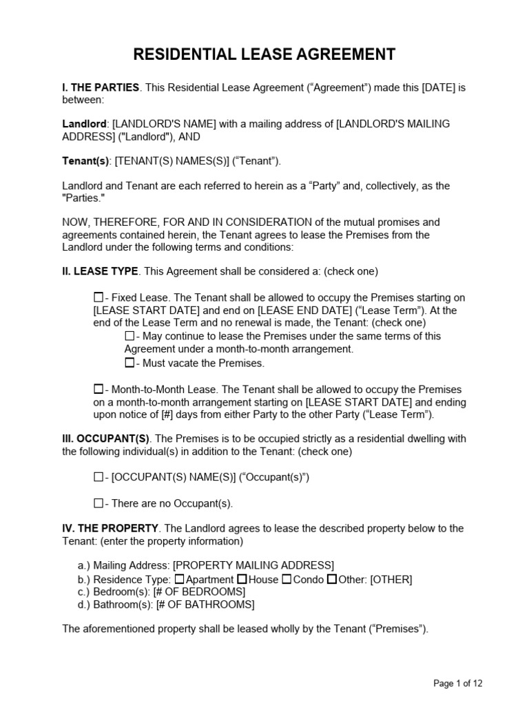 Residential Lease Agreement | PDF | Leasehold Estate | Lease