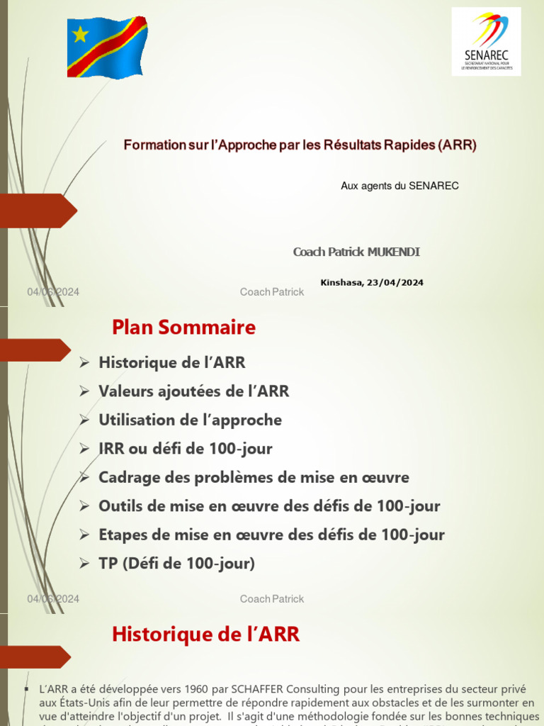 Formation sur l'Approche ARR à Kinshasa | PDF | Direction | République ...