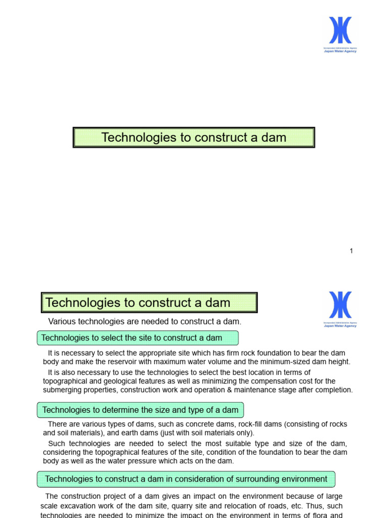 Dam Construction Technologies Explained | PDF | Dam | Concrete