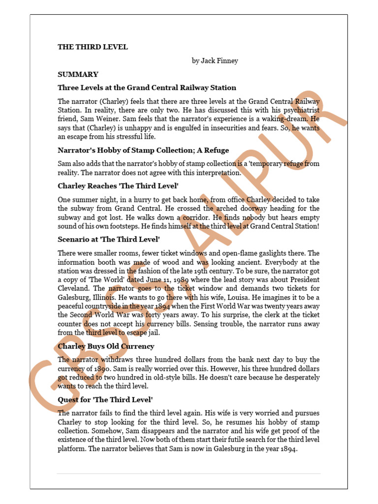 The THIRD LEVEL (SUMMARY & SOLUTION) | PDF