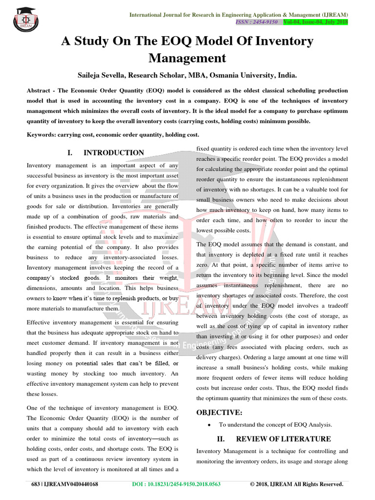 IJREAMV04I0440168 | PDF | Inventory | Production And Manufacturing