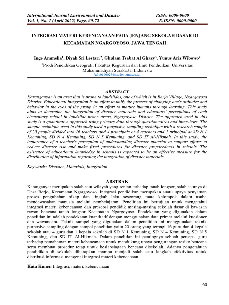 Integrasi Materi Kebencanaan SD Ngargoyoso | PDF | Ilmu Sosial | Sains ...