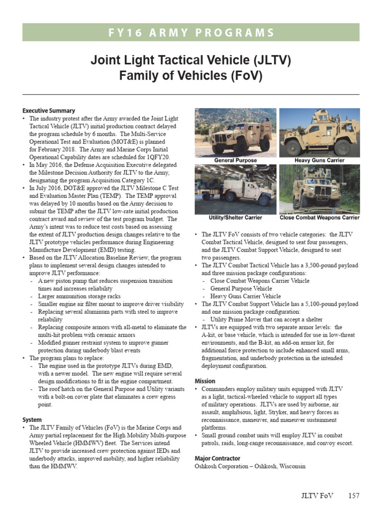 2016jltv | Download Free PDF | Humvee | Vehicles