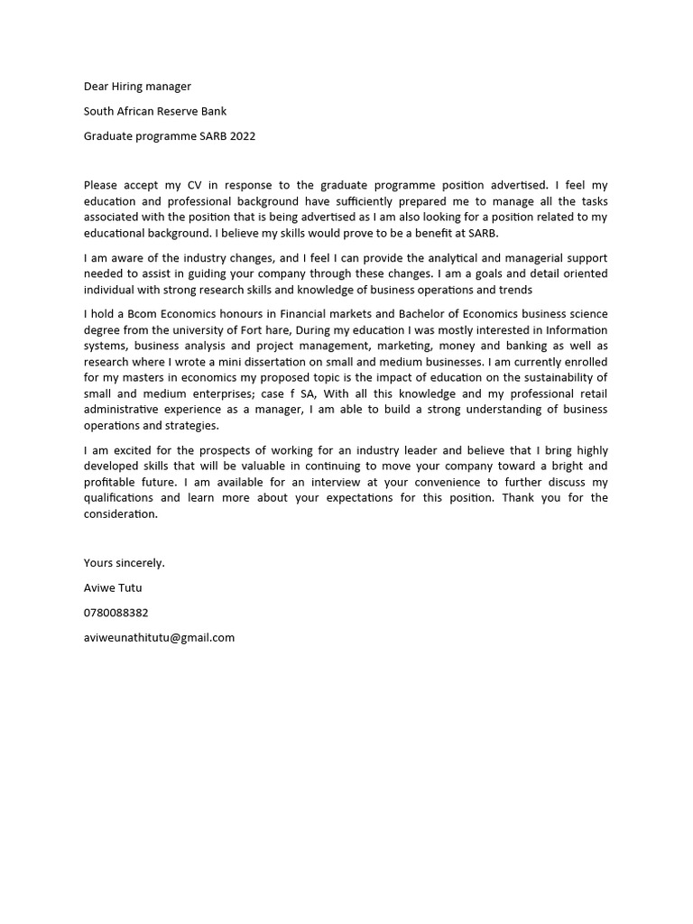 SARB Graduate Program Application | PDF | Business