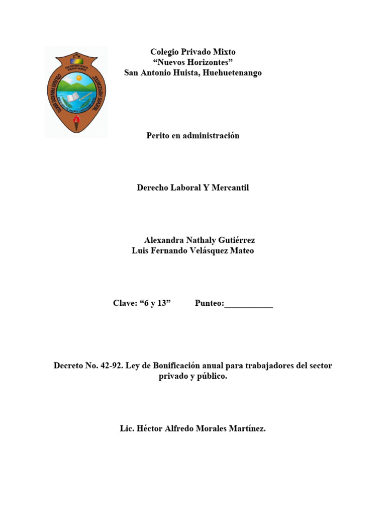 Análisis del Decreto 42-92 en Guatemala | PDF | Salario | Derecho laboral