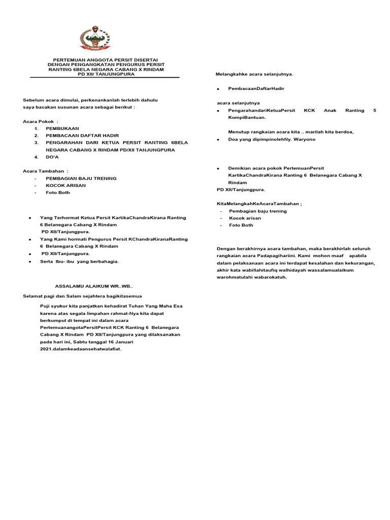 Susunan Acara Pertemuan Anggota Pdf