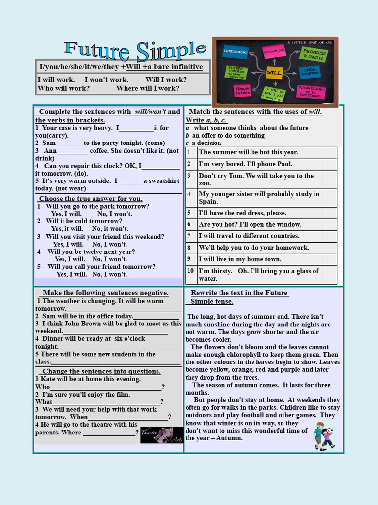 Future Simple Tense Exercises | PDF | Linguistic Morphology | Grammar