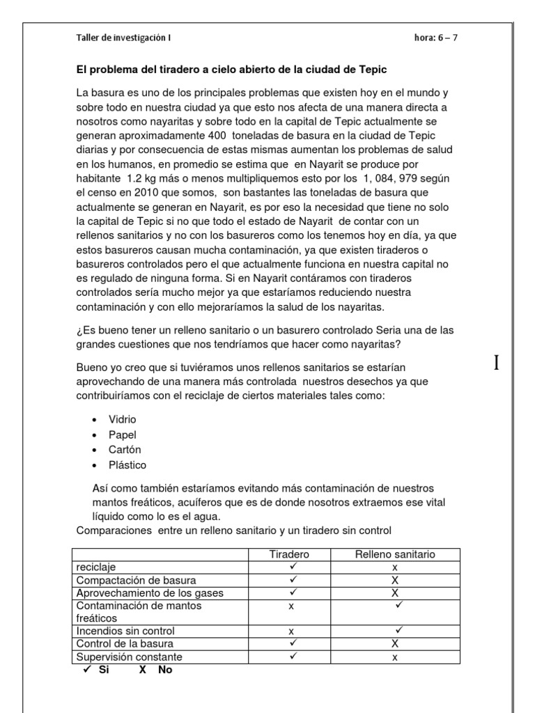 Basura en Tepic: Problemas y Soluciones | PDF | Vertedero | Residuos