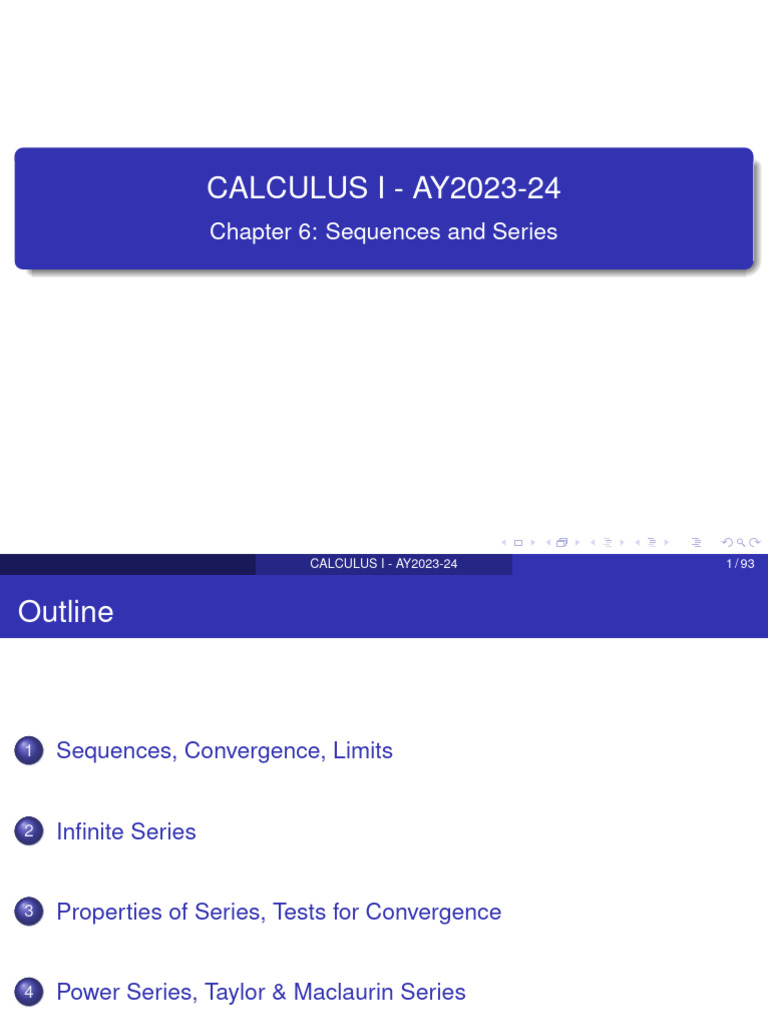 Calculus I - Chapter 6 (Printed Version) | PDF | Power Series | Sequence