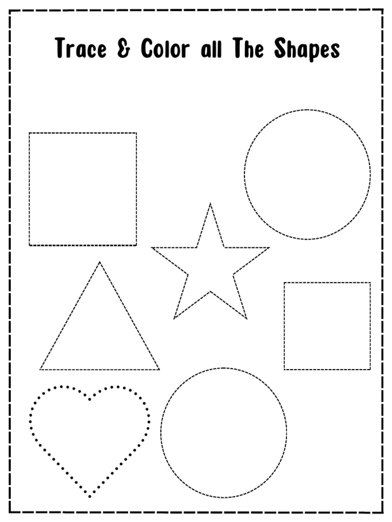 Trace and color the shapes pdf