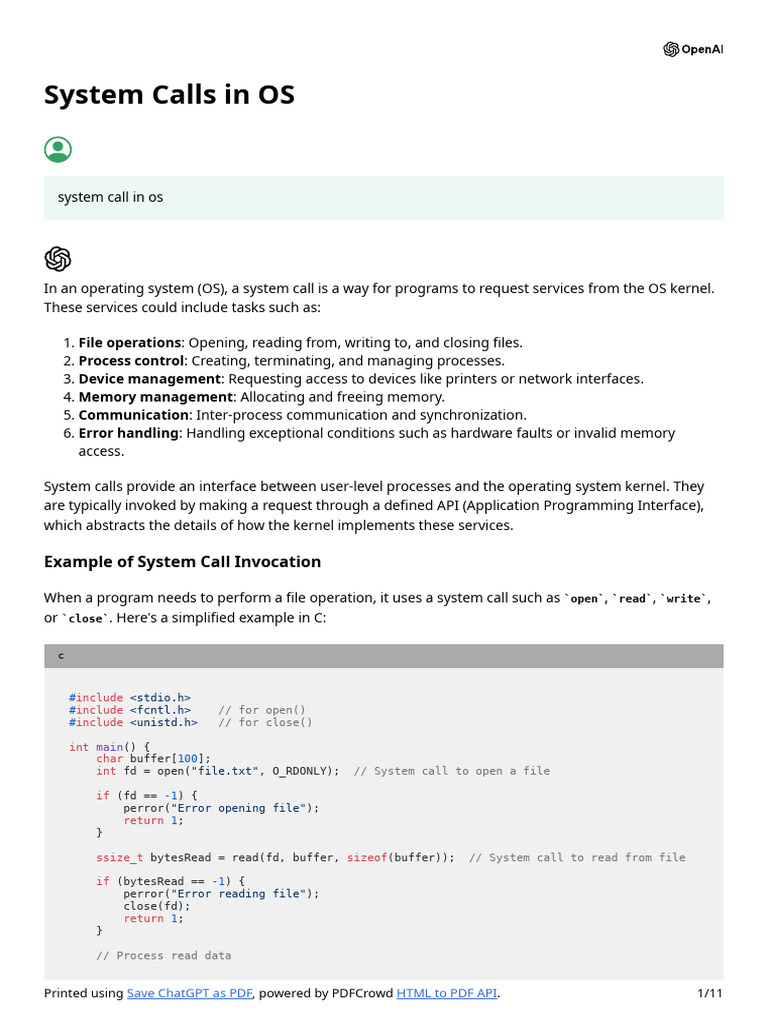 System Calls and IPC in Operating Systems | PDF | Process (Computing ...