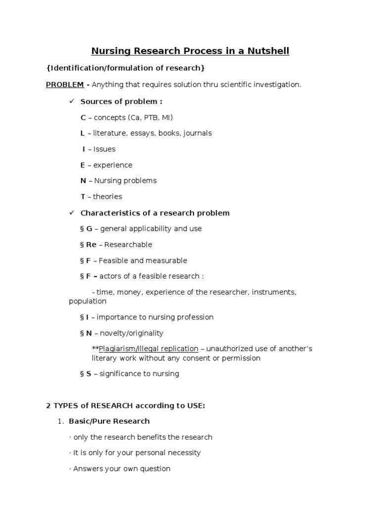Nursing Research Process in A Nutshell PDF Sampling (Statistics