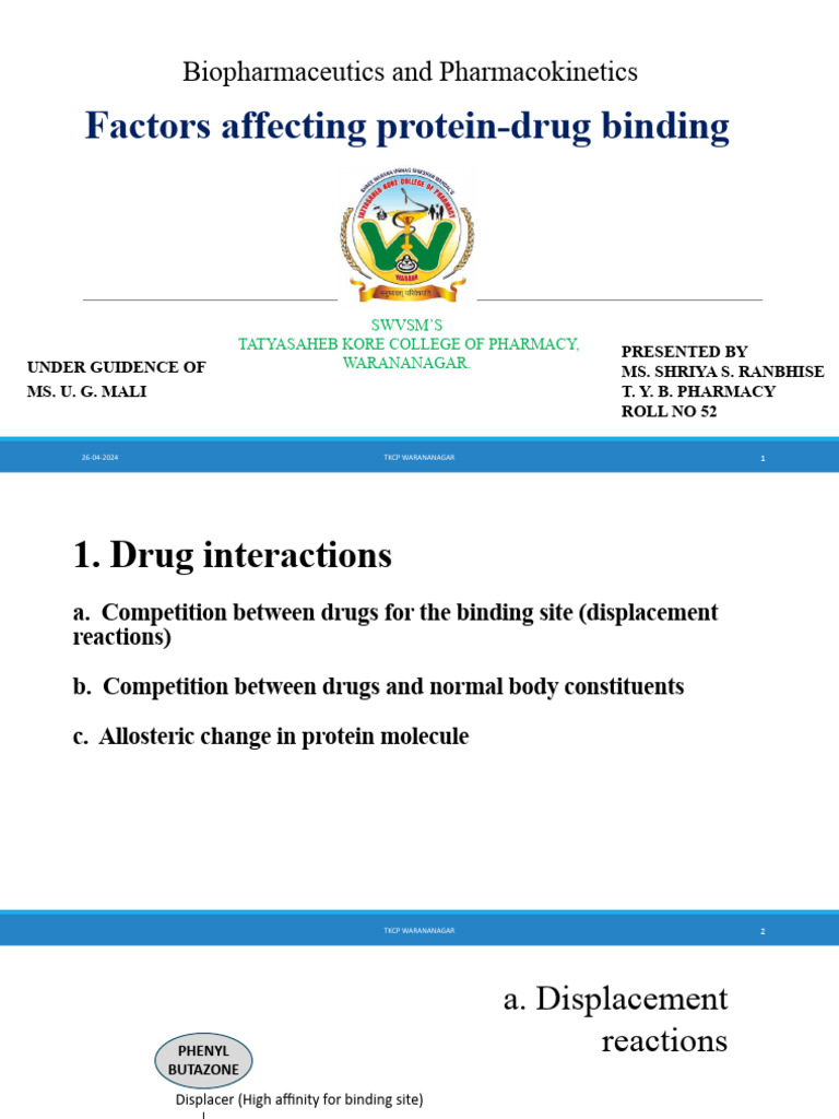 Biopharmaceutics PDF Binding Site Proteins