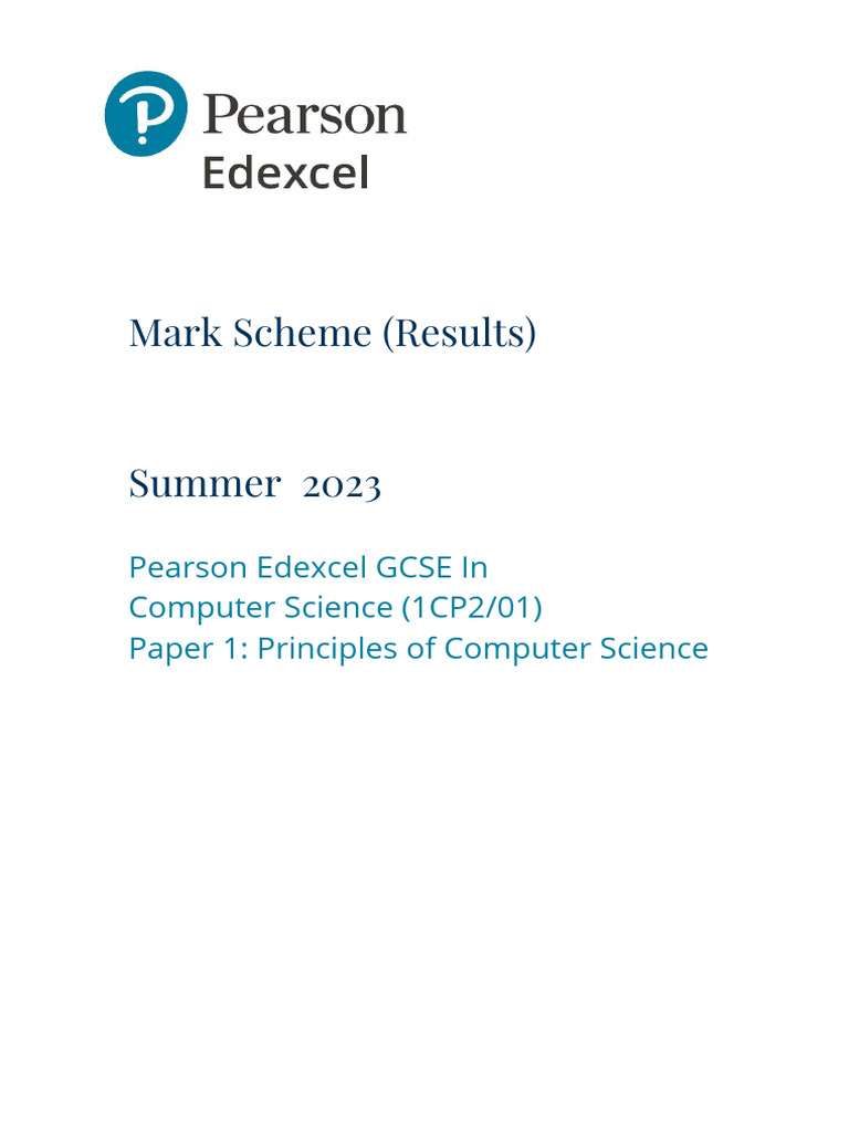 Edexcel Computer Science Mark Scheme 2023 | PDF | Scheduling (Computing ...