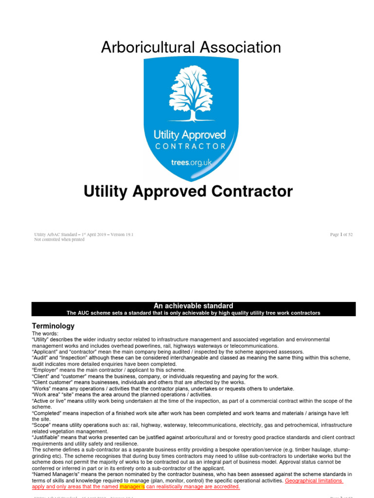 Utility ArbAC Standard Overview 2019 | PDF | Occupational Safety And ...