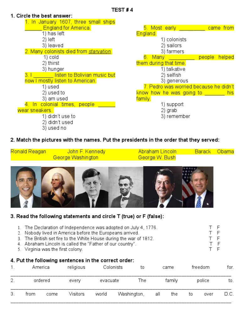 Test # 4 1. Circle The Best Answer | PDF