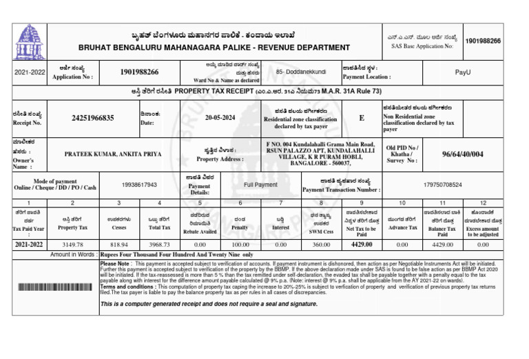 BBMP Property Tax 20212022 PDF