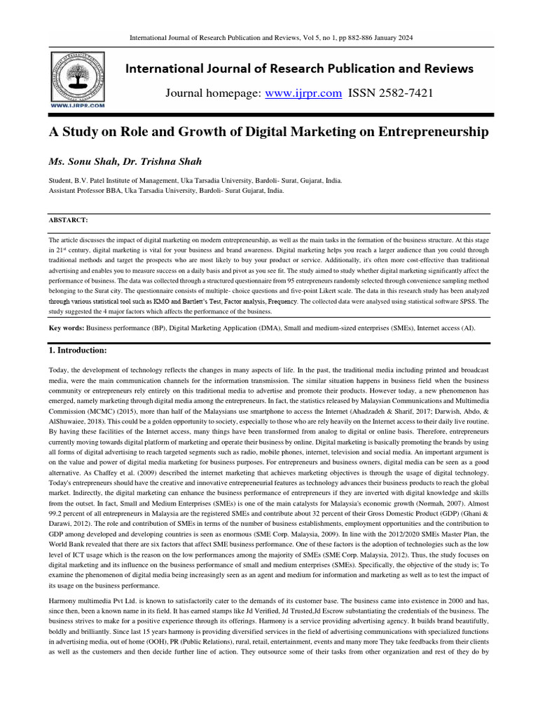 Impact of Digital Marketing on SMEs | PDF | Entrepreneurship | Digital ...