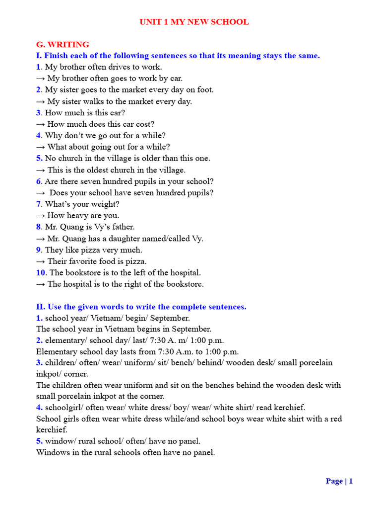 Writing Unit 1 6 Pdf Language Arts Discipline