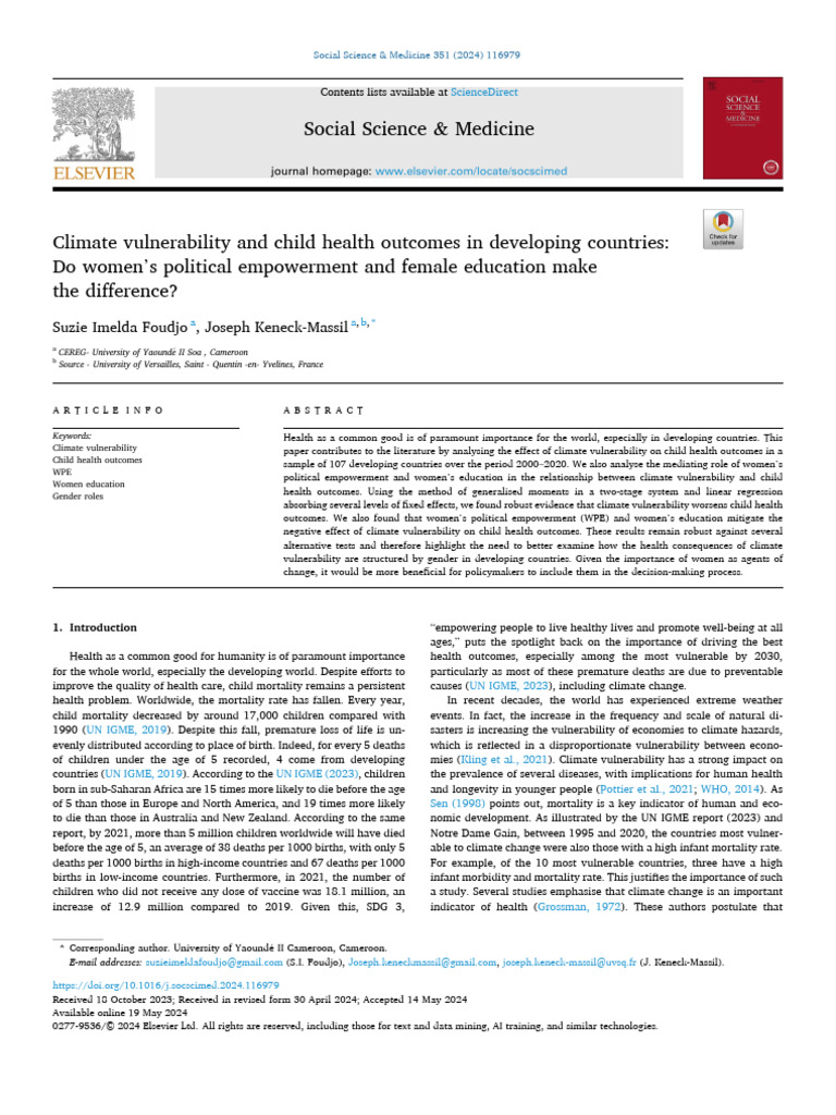 Climate Vulnerability and Child Health | PDF | Developing Country ...