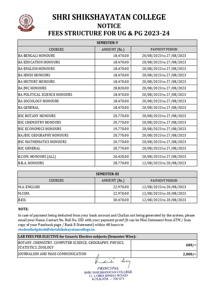 Fees Notice Odd Sem 23 24 | PDF | Science | Academic Degree