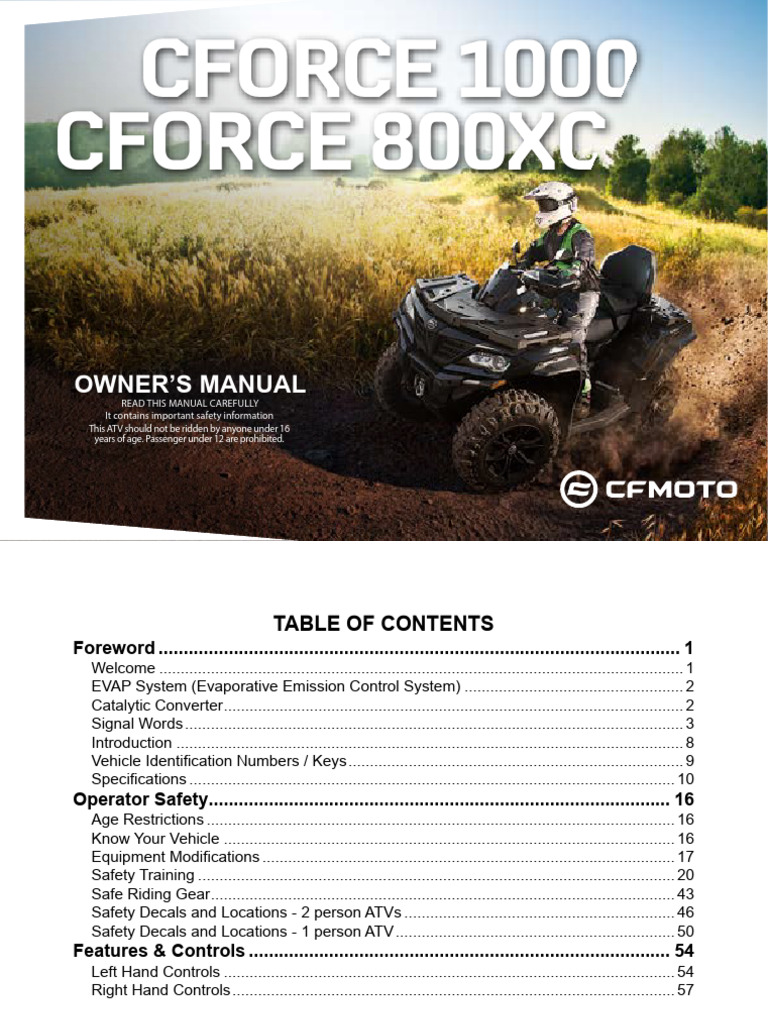 Manual ATV CF Moto 800 2024 | PDF