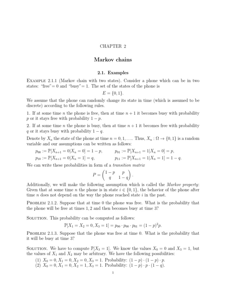 Markov Chains - Processos Estocásticos | PDF | Markov Chain | Matrix ...