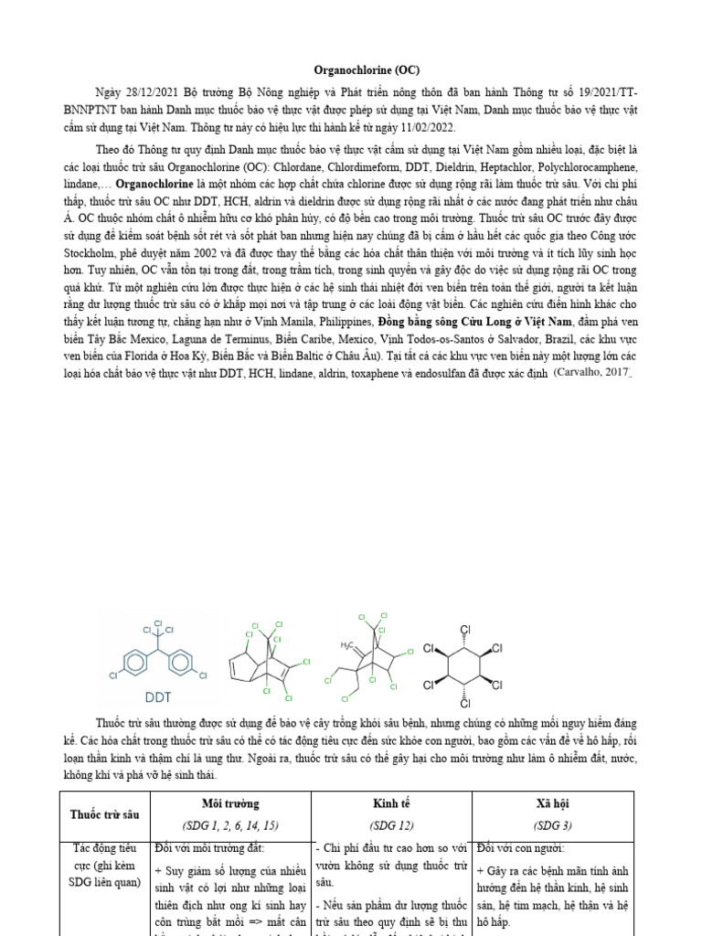 Organochlorine Compounds | PDF