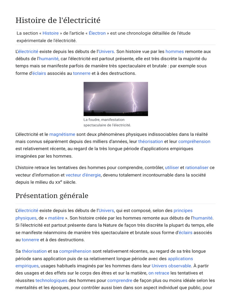 Histoire de L'électricité - Wikipédia | PDF | Électricité | Champ ... image