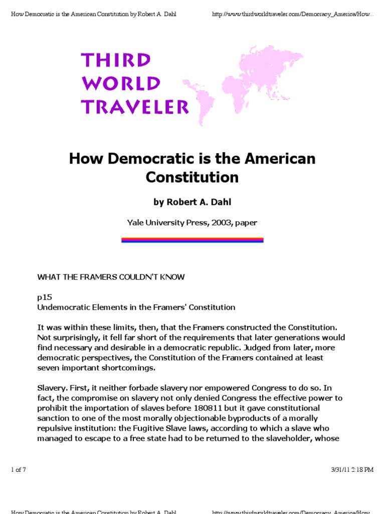 How Democratic Is The American Constitution by Robert A. Dahl | PDF | Two Round System ...