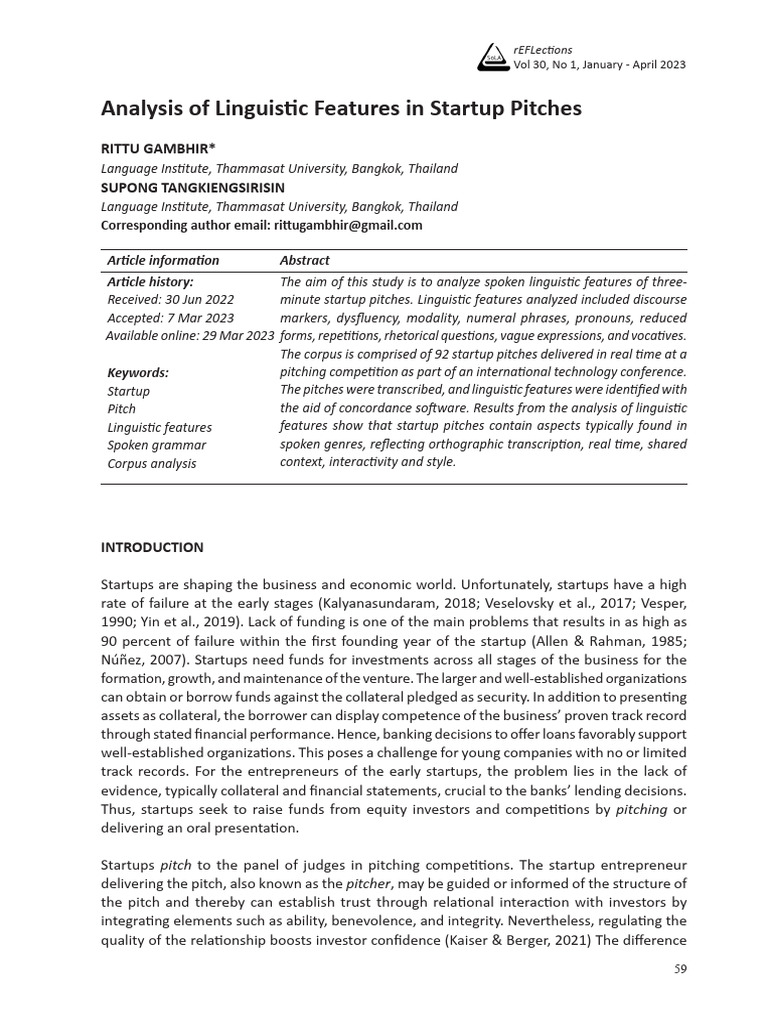 Linguistic Features in Startup Pitches | PDF | Linguistics | Startup ...