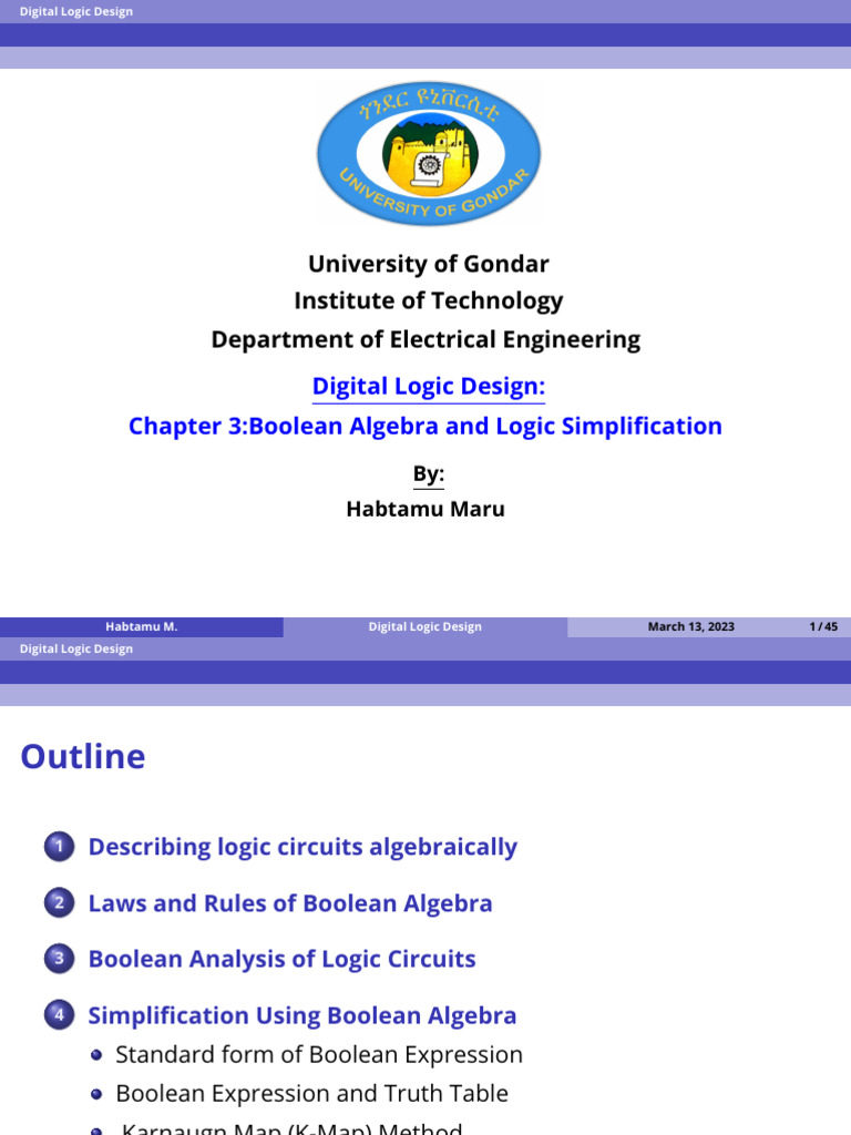 Chapter 3 Boolean Algebra and Logic Simplification | PDF | Boolean ...