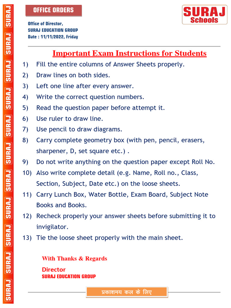 Exam Instructions for Students | PDF | Art