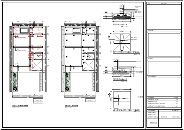 Contoh Shop Drawing Pondasi dan Sloof | PDF