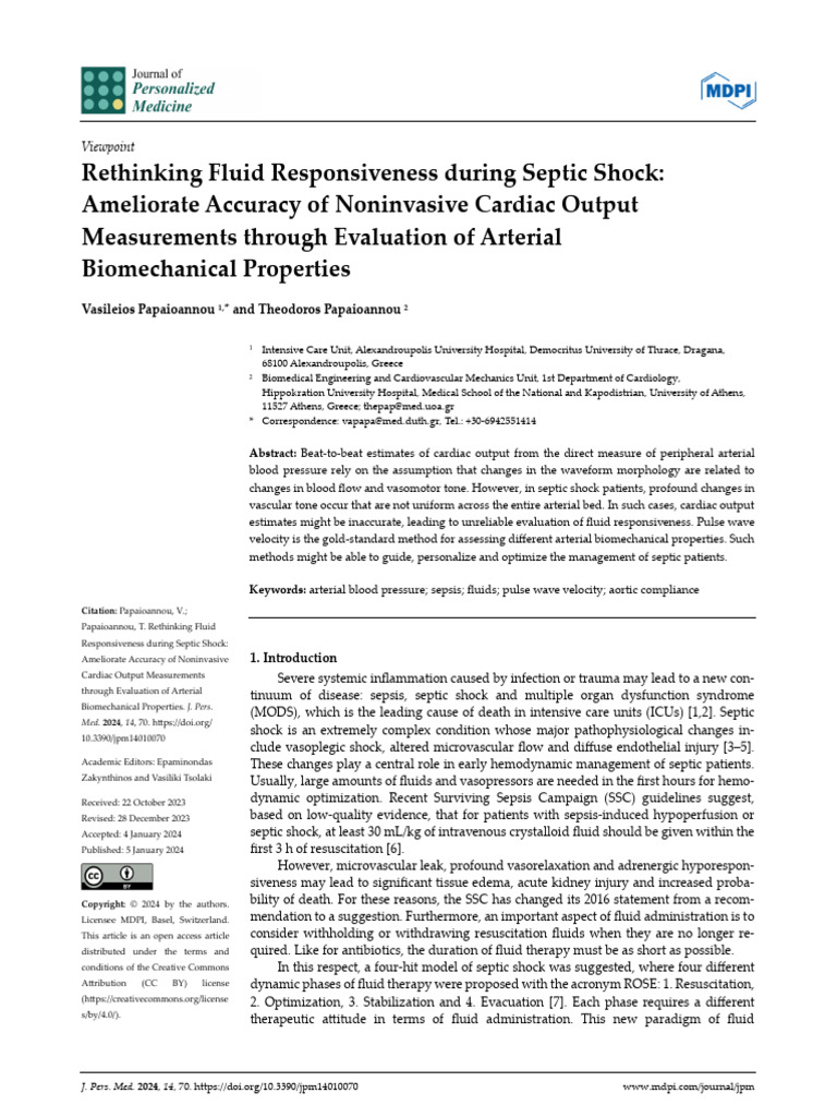 Rethinking Fluid Responsiveness During Septic Shoc | PDF | Blood ...