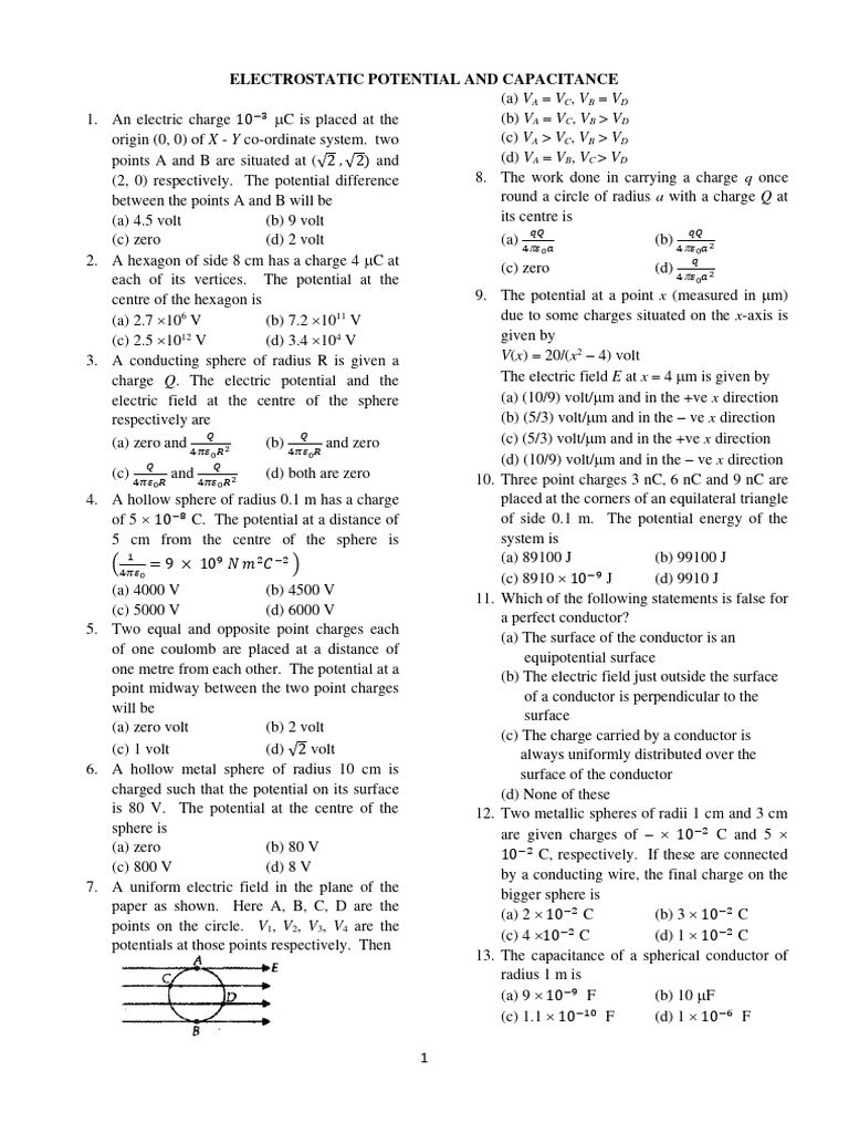 Neet And Jee Practise Qns Pdf Capacitor Capacitance