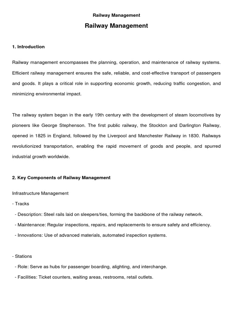 Railway Management Overview and Innovations | PDF | Rail Transport | Train