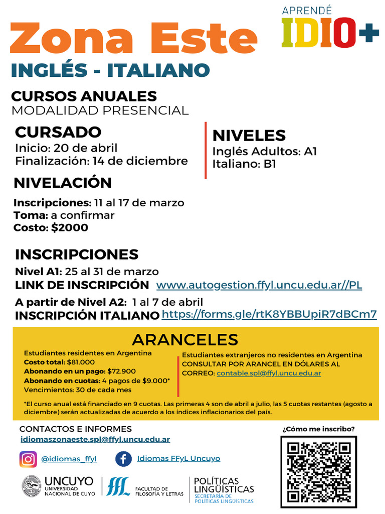 Cursos Presenciales de Idiomas FFyL | PDF