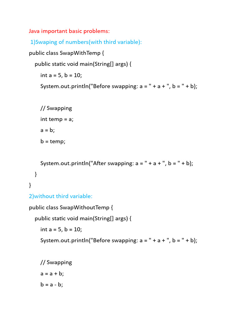 Java Imp Problems (Basic) | PDF | Programming Paradigms | Control Flow