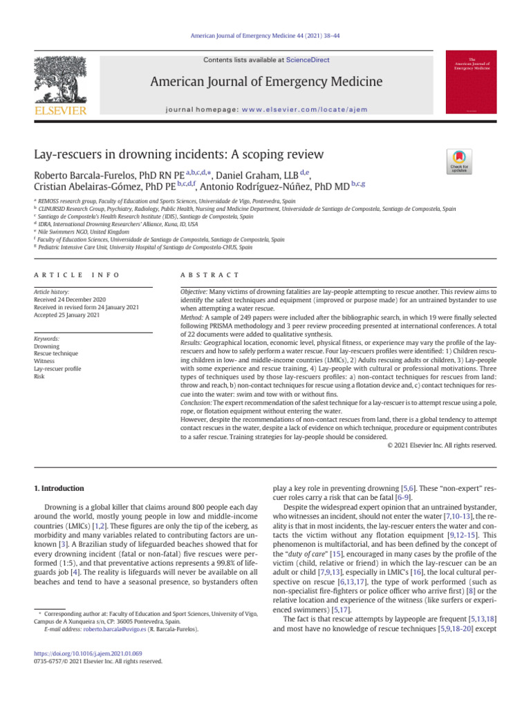 Safe Water Rescue Techniques for Lay-Rescuers | PDF | Swimming | Cohort ...