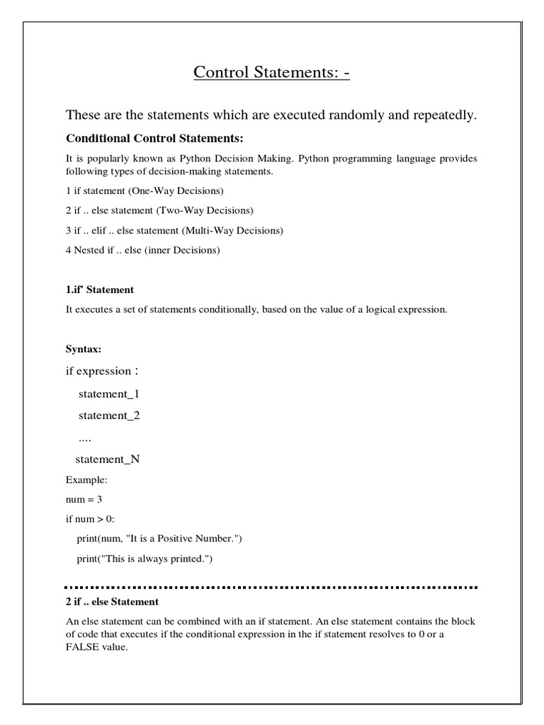 Control Statements in Python | PDF | Control Flow | Programming Paradigms