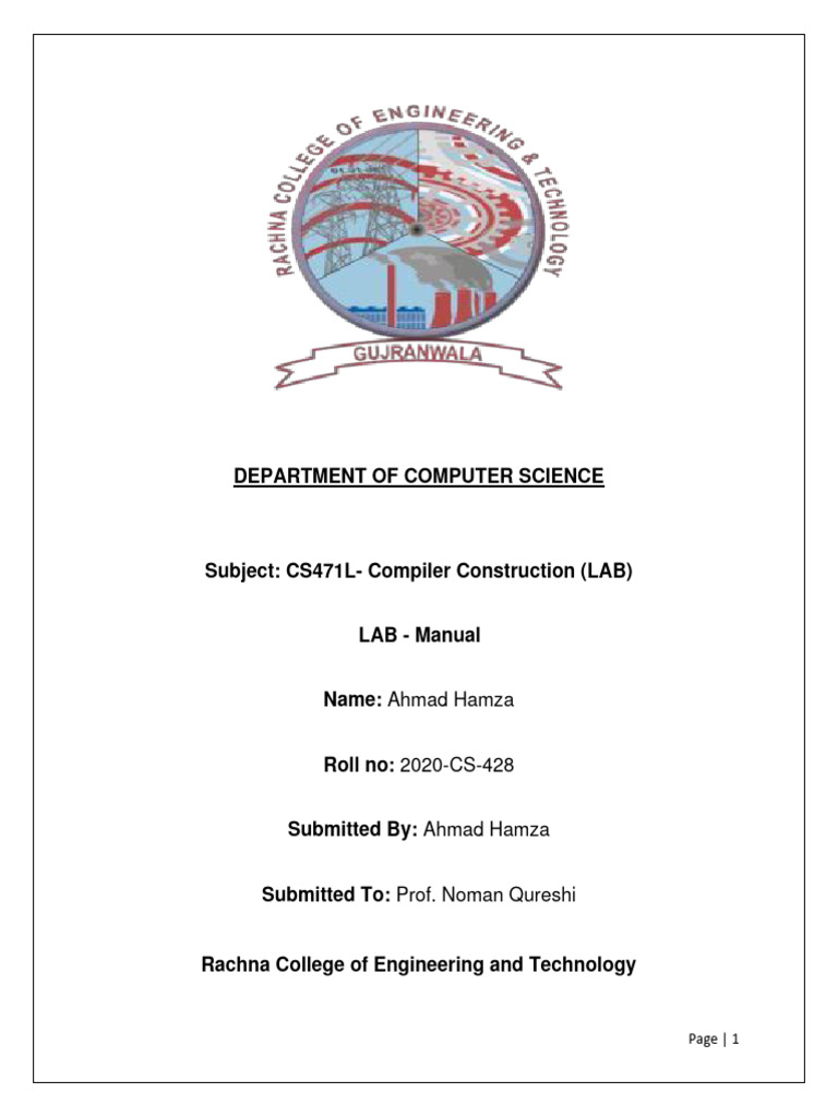 Compiler Construction Lab Manual | PDF | Namespace | Software Engineering