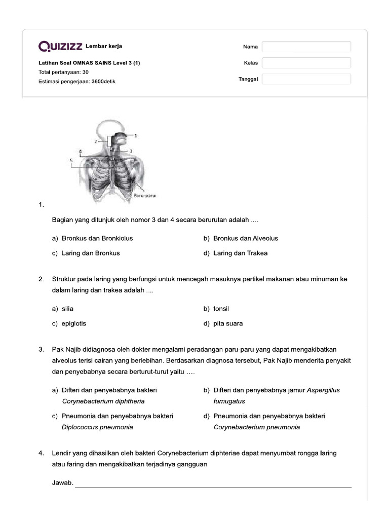 Latihan Soal Omnas Sains Level 3 1 Quizizz Pdf