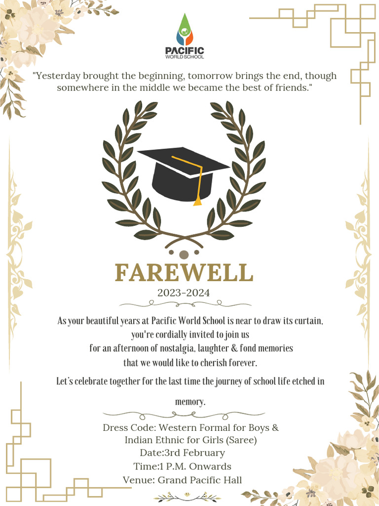 Grade 7 Farewell Invitation 2024 | PDF
