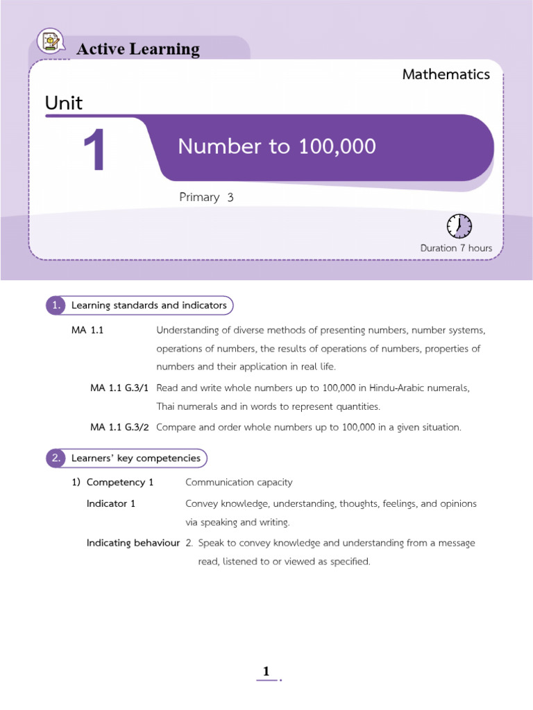 1316020AL TM Primary 3A Unit 1 Numbers To 100,000 | PDF | Educational ...