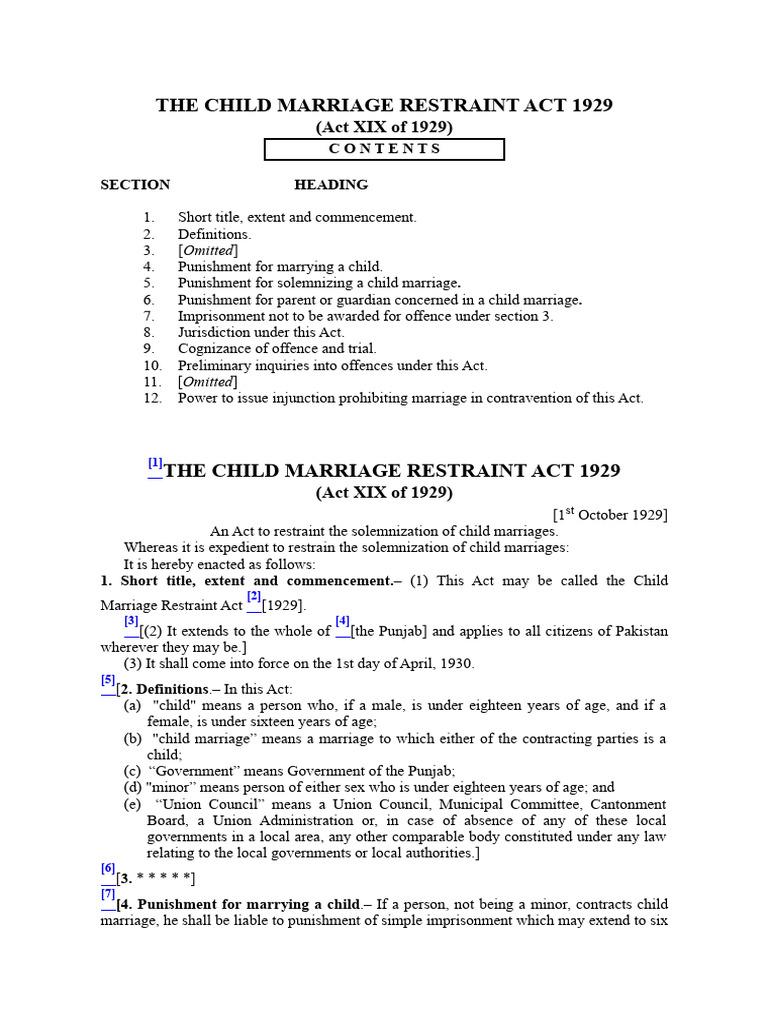 Child Marriage Restraint Act 1929 Overview | PDF | Judiciaries ...