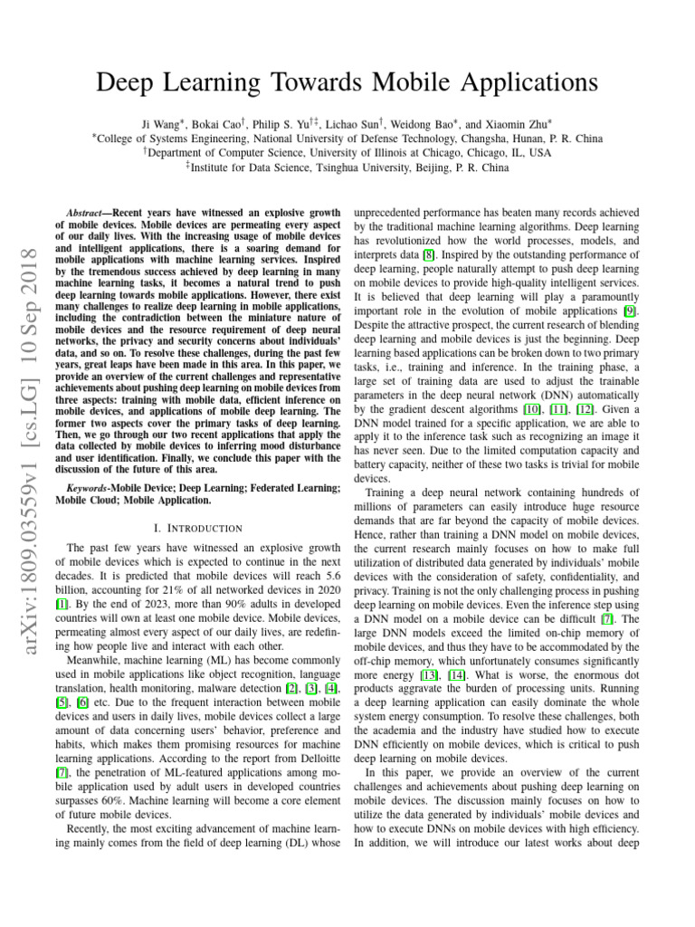 Deep learning towards mobile applications pdf deep learning cloud