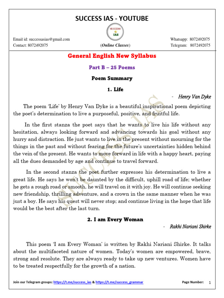 Poem Summaries for General English | PDF | Trees | Poetry