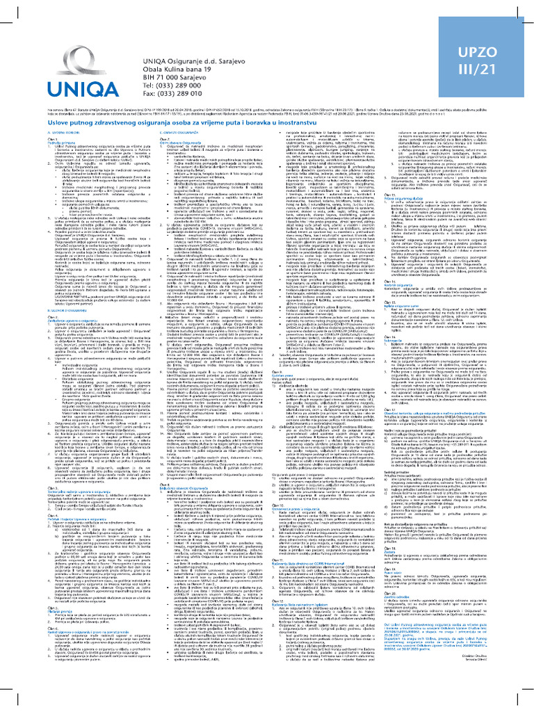 Opsti Uslovi Putno Osiguranje Pdf