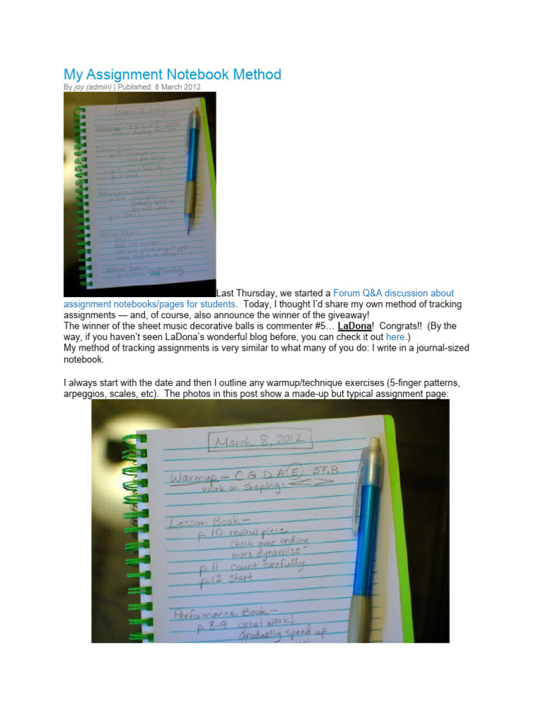 My Assignment Notebook Method | PDF | Self-Improvement